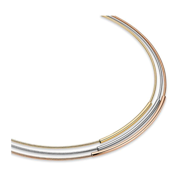CEM  ST9-128C 4-202891-001 Edelstahl Damen Halskette Collier 3-reihig 42+3cm gold silber rose