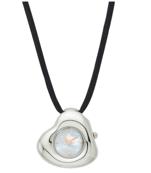 Adora AH1023 Kette mit stahlfarbener Edelstahl-Quarzuhr, Mineralglas und 3 Bar Wasserdichtigkeit – eleganter Uhranhänger für Damen.