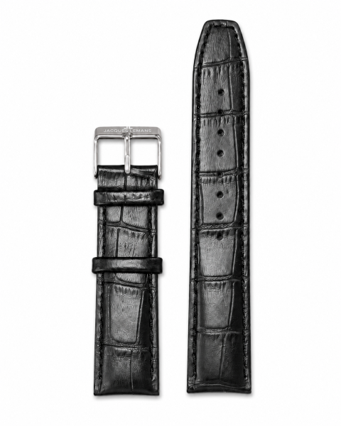 Jacques Lemans Chronograph Lederarmband 21 mm Schwarz Kroko Ersatzband
