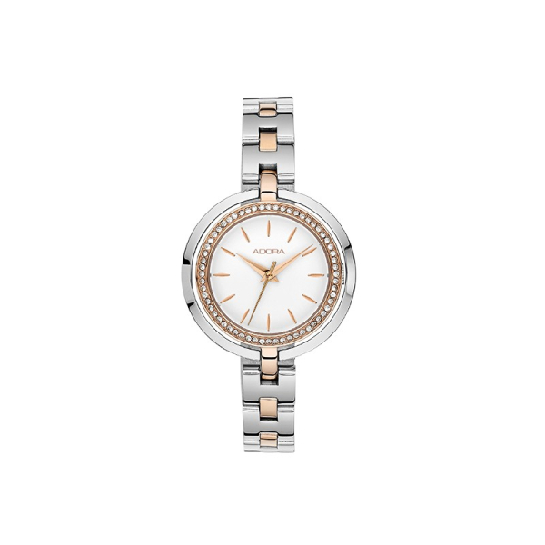Adora AT5497 Damenarmbanduhr aus Edelstahl in Bicolor mit Mineralglas und Faltschließe