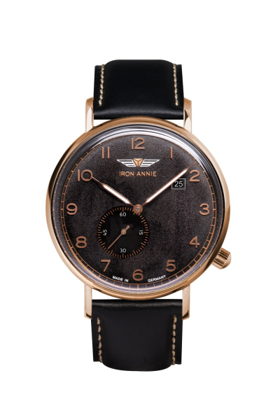 Elegante Iron Annie 5936-2 Herrenuhr mit schwarzem Zifferblatt & rosegoldenem Gehäuse