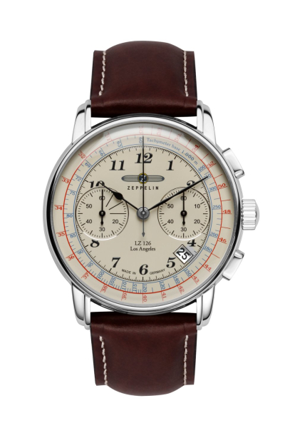 Zeppelin LZ126 Los Angeles 7614-5 Chronograph – hochwertige Herrenarmbanduhr mit beigem Zifferblatt und Edelstahlgehäuse